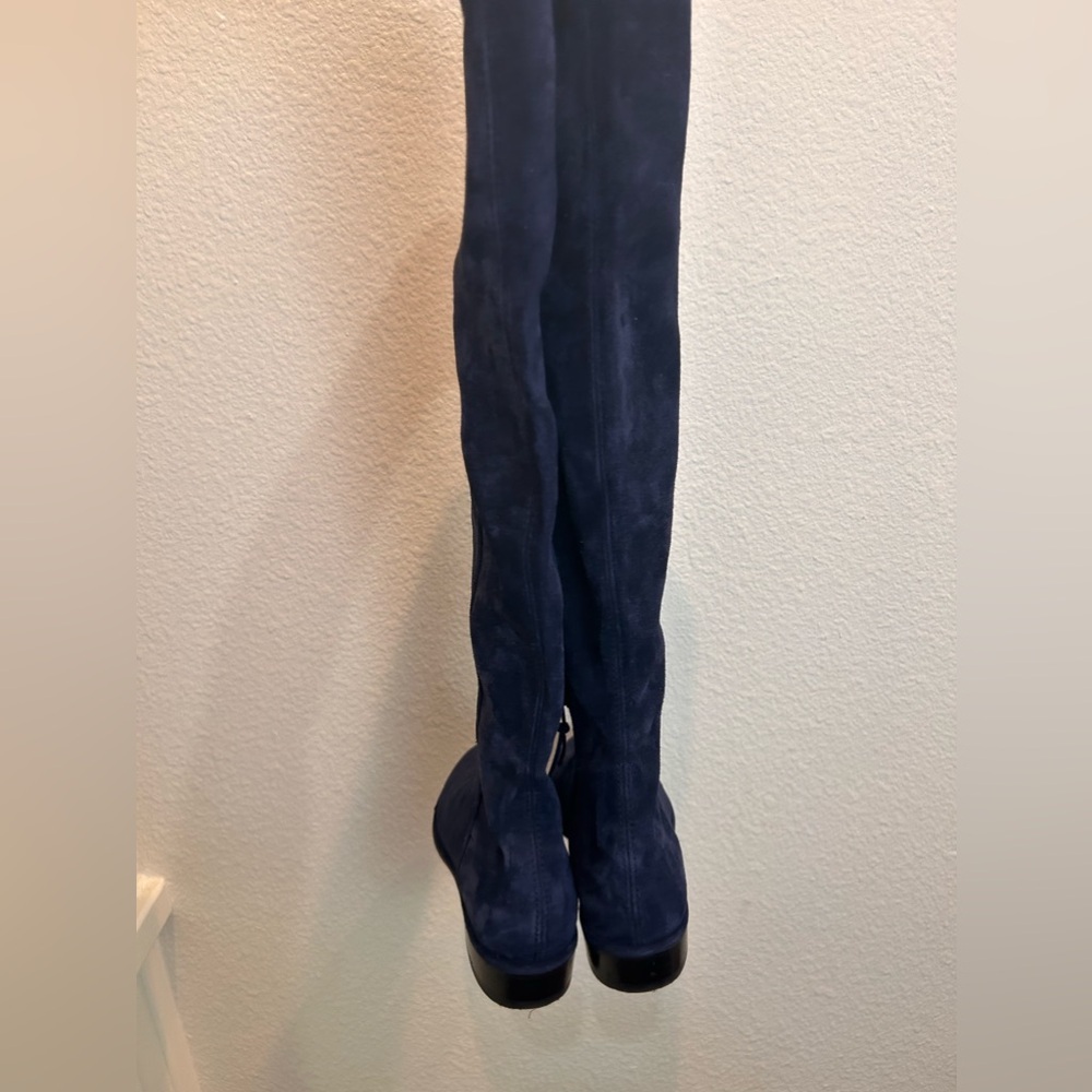 Stuart Weitzman Greer city blue suede knee high winter fall preppy long boots - Picture 6 of 10